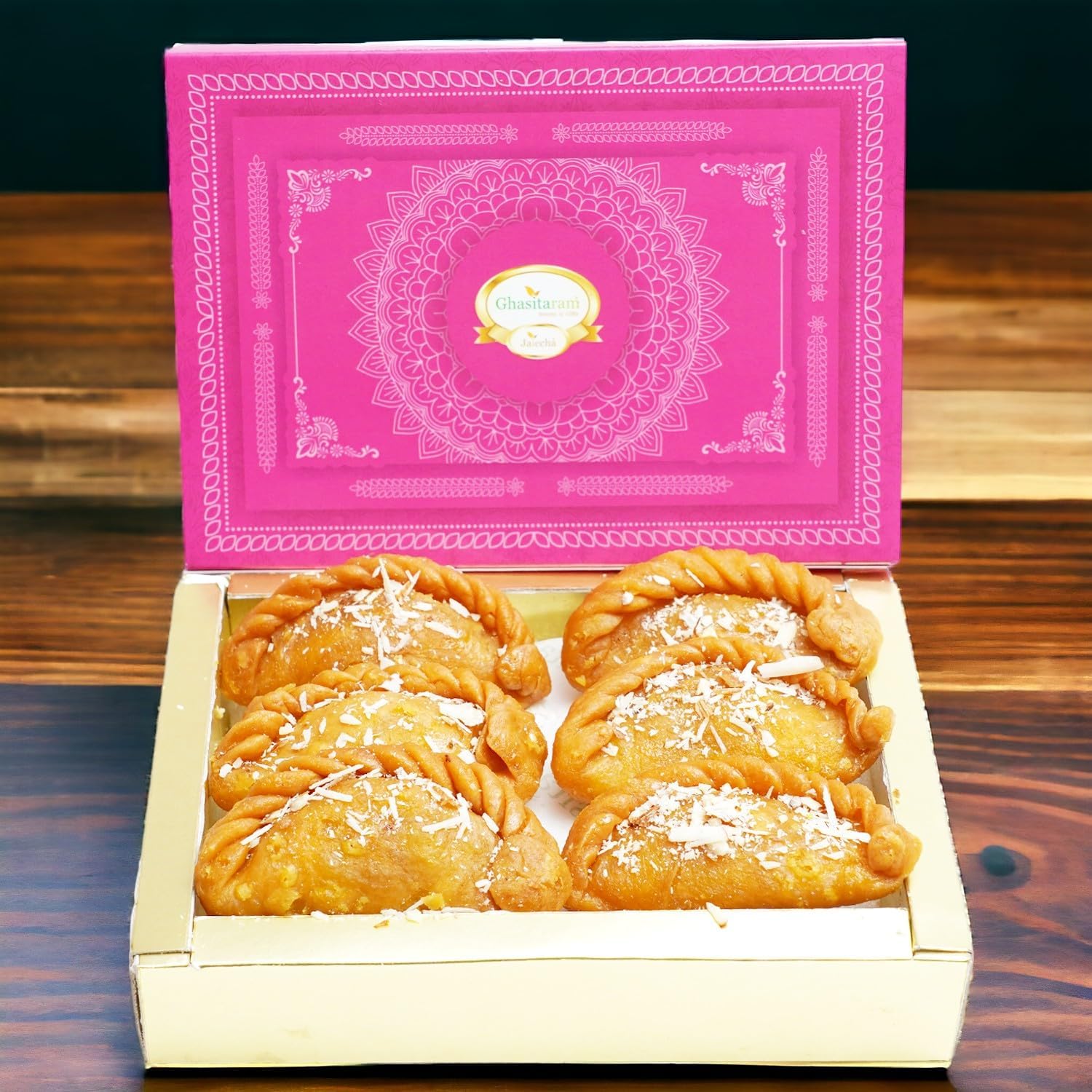 Ghasitaram Gifts Holi Sweets, Holi Gifts, Holi Hamper Mawa Kesar Gujiya 200 GMS
