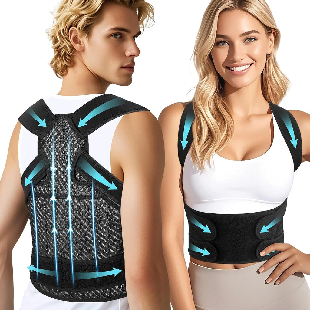 Full Back Brace Breathable Posture Corrector for Women and Men,Adjustable Back Support Straightener and Posture Belt for Women and Men to Improving Posture, Relief for Upper,Lower Back, Lumbar, Neck and Shoulder Pain.(Large)