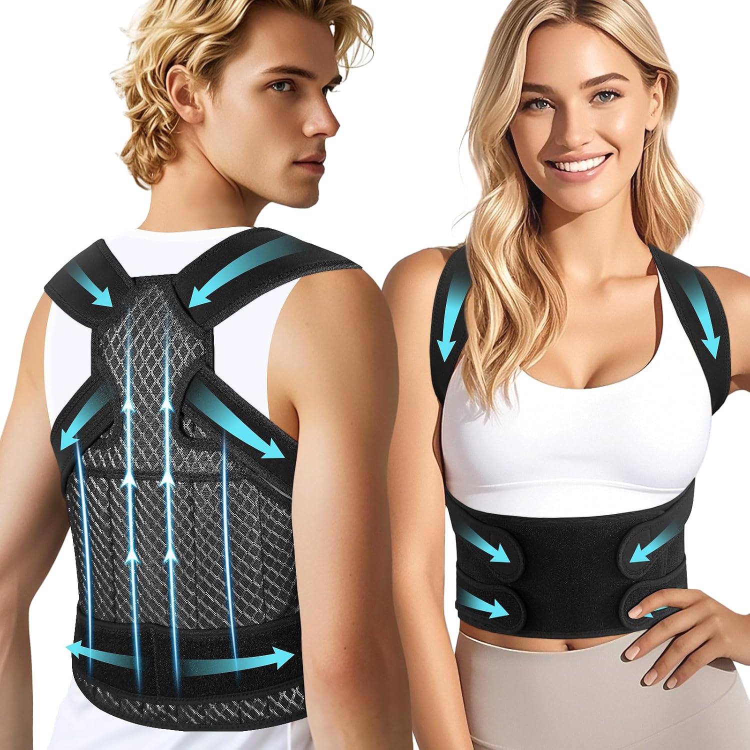 Full Back Brace Breathable Posture Corrector for Women and Men,Adjustable Back Support Straightener and Posture Belt for Women and Men to Improving Posture, Relief for Upper,Lower Back, Lumbar, Neck and Shoulder Pain.(Large)