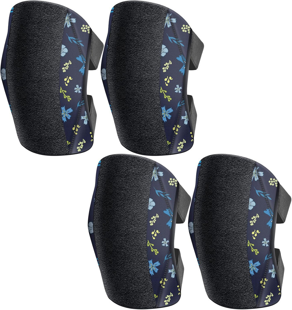 2 Pack Garden Knee Pads for Women, Lightweight Waterproof KneePads for Gardening, Anti Slip Leather Foam Padding Kneeling Pads for Flooring and Carpet Cleaning, House work, Gardening Maintain, Knee Protector, Blue Flower