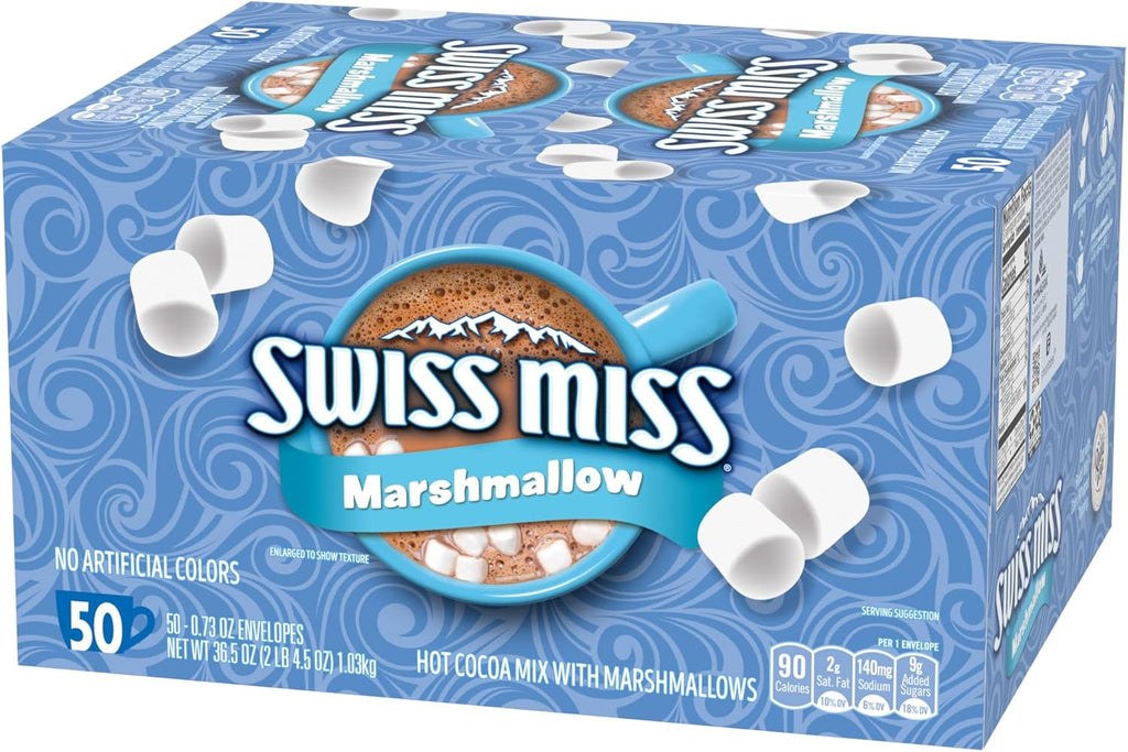 SwissMiss Hot Chocolate Marshmallows Packets 50 Pack, Hot Chocolate Mix, Hot Cocoa Mix With Marshmallow Flavor (0.73 Ounce (Pack of 50), Marshmallow)