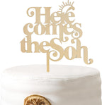 Here Comes the Son Cake Topper - Baby shower for Wooden Party Decor,Boho Photo Booth Props,Summer Sea Theme Birthday Party Surprise Decorations,You Are My Sunshine Cake Topper (Here Comes the Son)