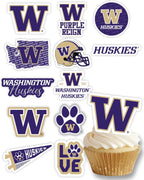 Washington Cupcake Topper Party Supplies for Football, Birthday, Graduation Party Decorations (24 Pieces) (Washington Huskies)