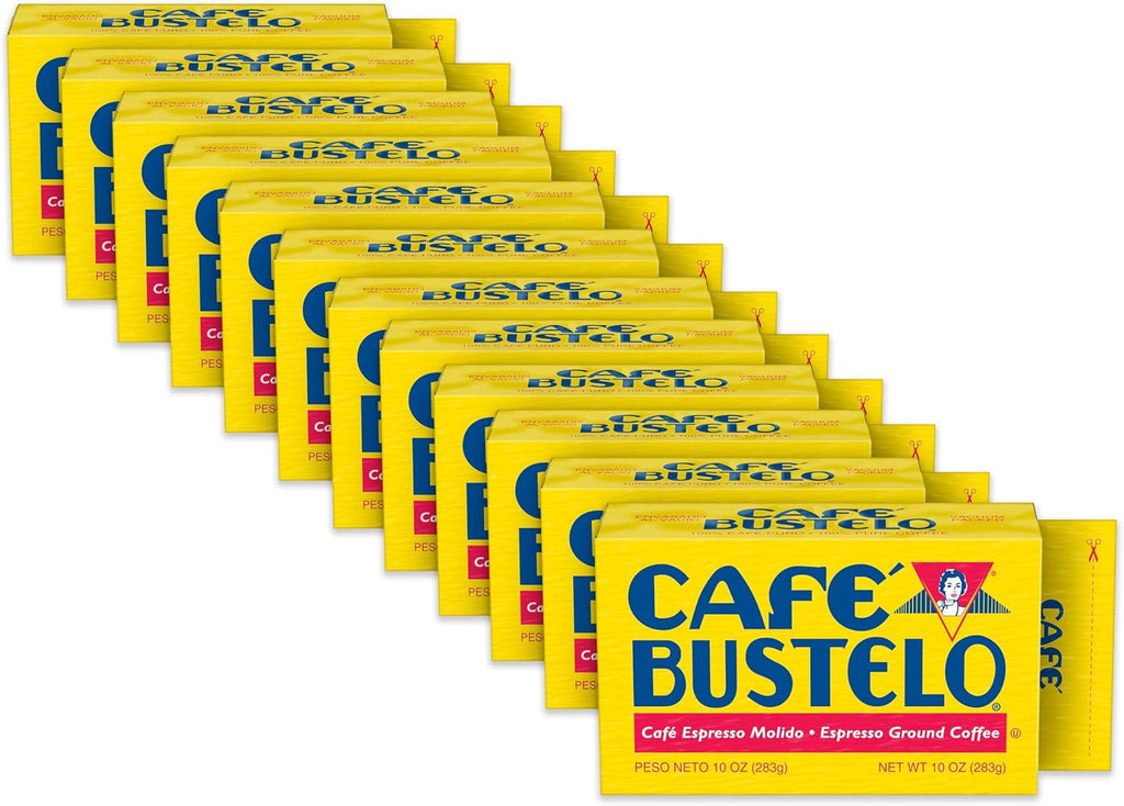 Café Bustelo Espresso Ground Coffee, Dark Roast, 10-Ounce Brick, (Pack of 12)
