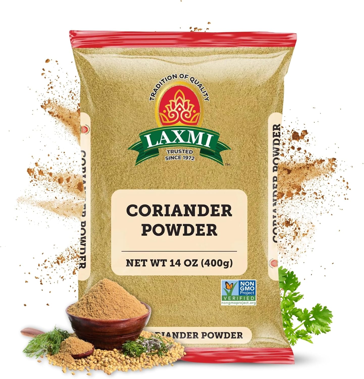 LAXMI Coriander Powder 14 Oz -Non-GMO - Free of Adulterations - Natural Ground Coriander - Premium Quality and High Value