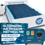 Lunderg Queen Size Alternating Air Pressure Mattress Pad with Static Mode - Comfortable Bed Sore Prevention - Includes Waterproof Mattress Topper 53" x 77" & Quiet Pump - Doctors Recommended