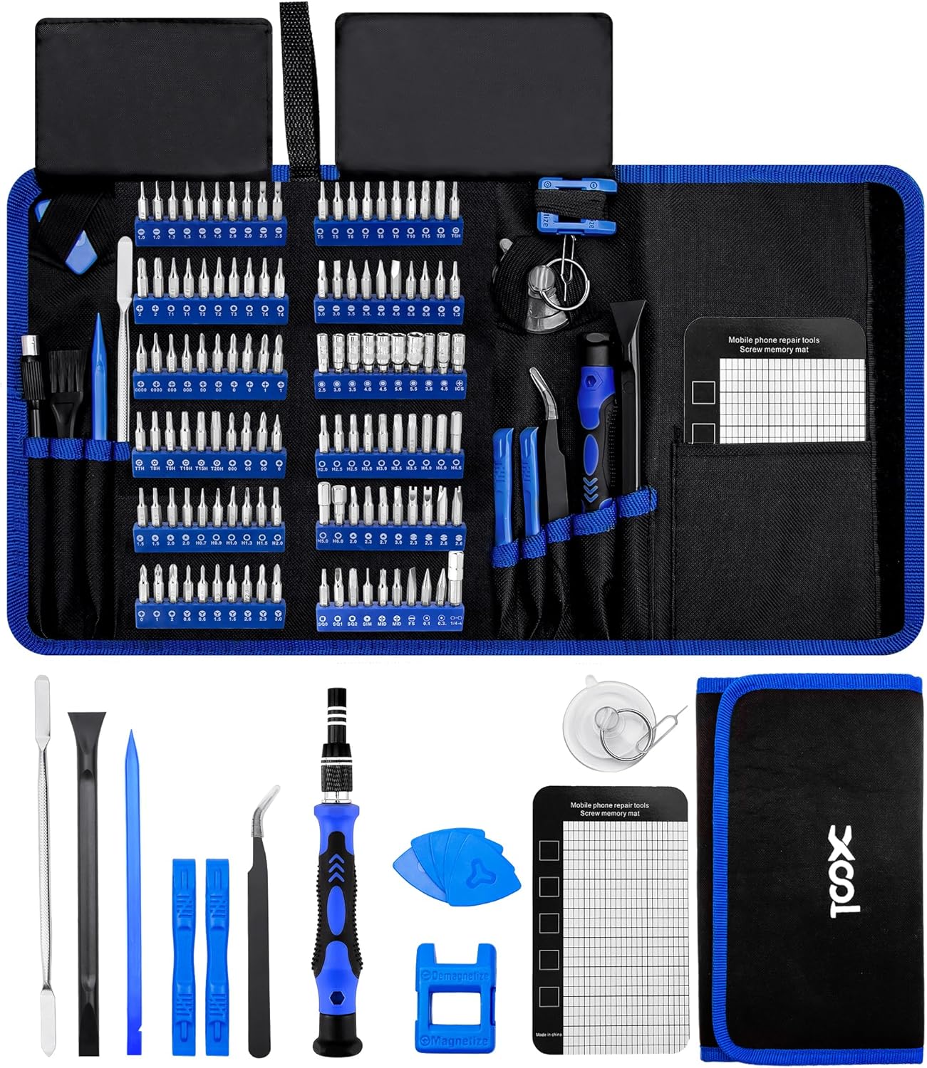 XOOL 140-in-1 Precision Screwdriver Set for Electronics Repair with 120 Magnetic Cr-V Bits, Electronics Tool Kit for Macbook, iPhone, Laptop, PC, Game Console, Tablet
