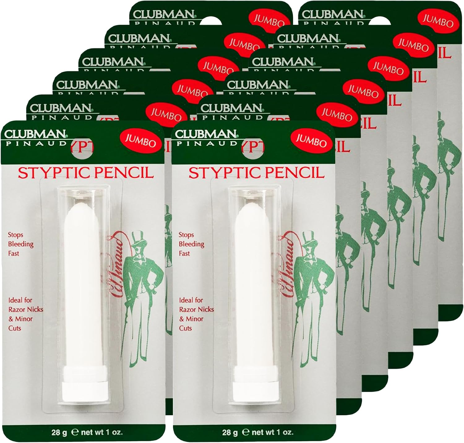 Clubman Pinaud Jumbo Styptic Pencil, 1 Oz (Pack of 12)