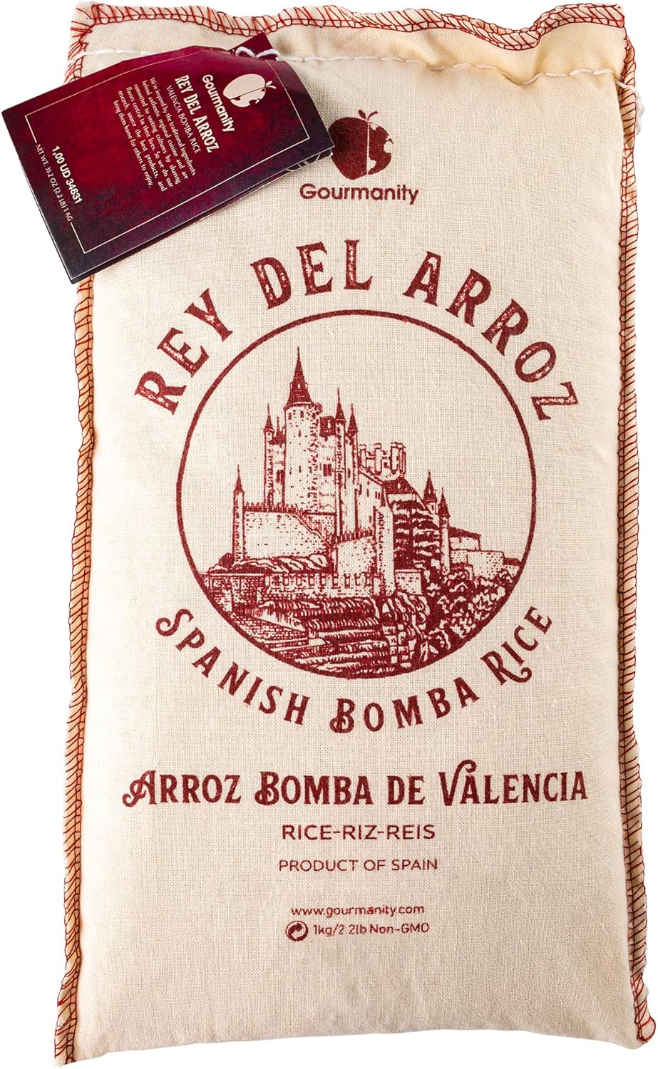 Gourmanity 2.2 lb Spanish Bomba Rice for Paella, Rey del Arroz Authentic Spanish Bomba Rice from Spain