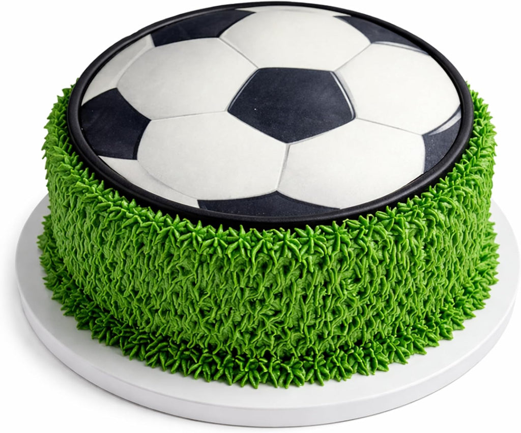 Dekora, Edible Soccer Ball Cake Decoration, Edible Cake Toppers Decoration for Sports Party, Round 7.8 In, For Fondant, Cream, Buttercream and Chocolate Coating, Easy to Use, Sugar-Free