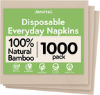 Everyday 100% Bamboo Compostable Napkins Disposable (1000-Pack) | Brown Disposable Napkins for Lunch, Dinner, Events & Entertaining | 2-Ply FSC Certified | Bamboo Paper Towels | 6.5 x 6.5 Inch