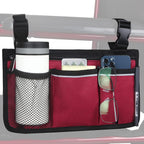 Wheelchair Side Bag, Wheelchair Armrest Storage Pouch with Cup Holder Use of Waterproof Fabric, for Most Wheelchairs, Walkers or Rollators (Red)