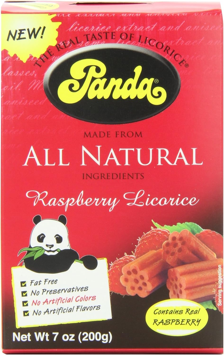 Panda All Natural Licorice Chews Raspberry, 7-Ounce Packages (Pack of 12)