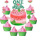 Set of 27 One in a Melon Cake Cupcake Toppers Glitter Watermelon Cake Toppers 1st Birthday Party Cake Decor Watermelon Themed Kids Party Supplies Decorations for Baby Shower, Girl's Birthday