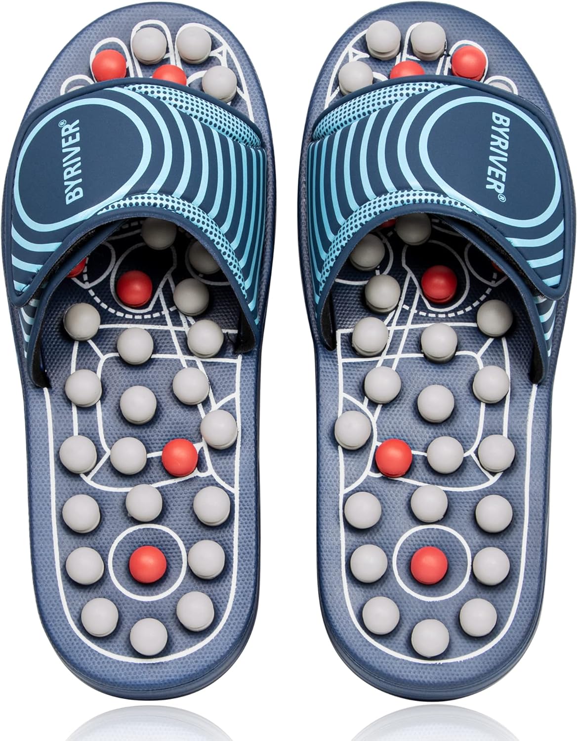 BYRIVER Acupressure Foot Massage Slippers Shoes Sandals, Reflexology Massager Tools, Relieve Back Tension Pressure Arthritis Pain, Present Gifts for Dad Mom(05L)