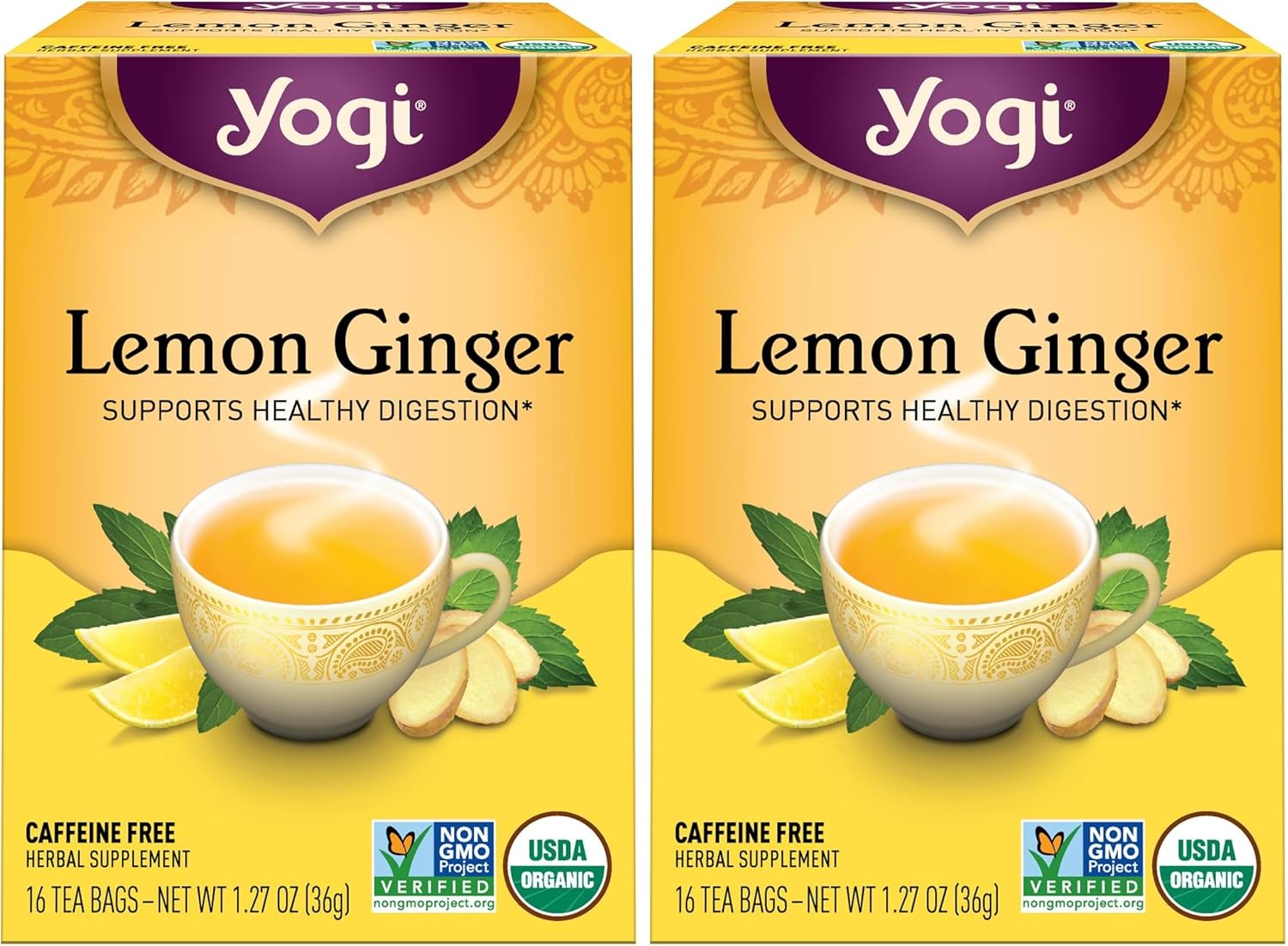 Yogi Tea Lemon Ginger Tea Bags, 16 ct (Pack of 2)