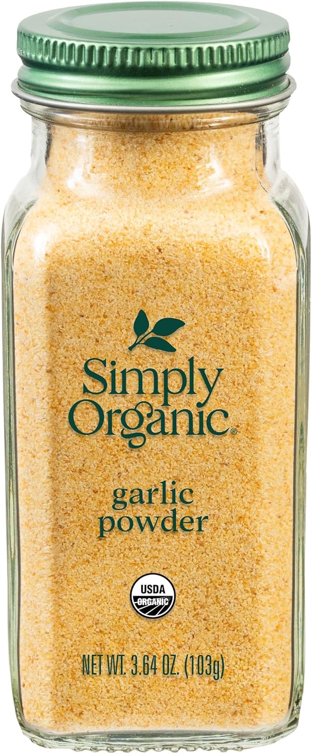 Simply Organic Garlic Powder, 3.64-Ounce Jar, Pure A-Grade Organic Garlic, Dried & Ground, Kosher, No ETO, Non GMO