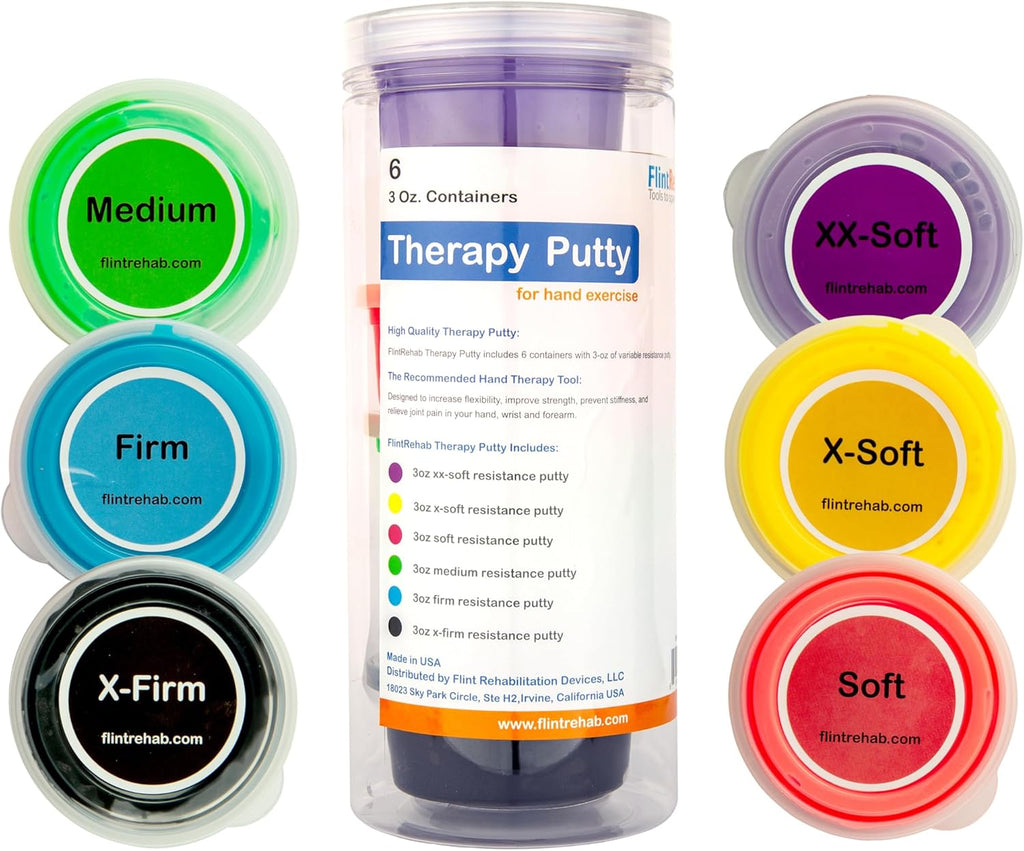 FlintRehab Quality Therapy Putty for Kids & Adults (6 Pack, 3-Oz Each) Thera Putty for Hand Therapy & Fidgeting | Exercise Hand Putty for Hand Strength | Helps Relieve Stress & Anxiety