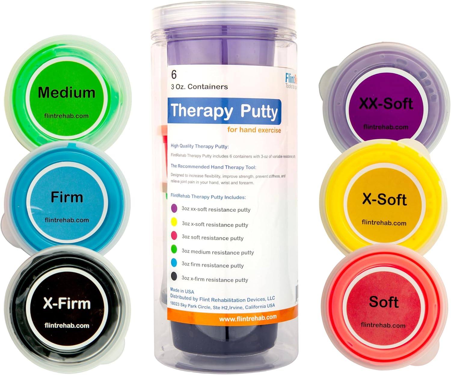 FlintRehab Quality Therapy Putty for Kids & Adults (6 Pack, 3-Oz Each) Thera Putty for Hand Therapy & Fidgeting | Exercise Hand Putty for Hand Strength | Helps Relieve Stress & Anxiety