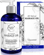 Unscented Massage Oil for Massage Therapy – 100% Natural Body Oil with Sweet Almond, Grapeseed & Jojoba for Premium Glide – Pure Carrier Blend for Aromatherapy – Brookethorne Naturals