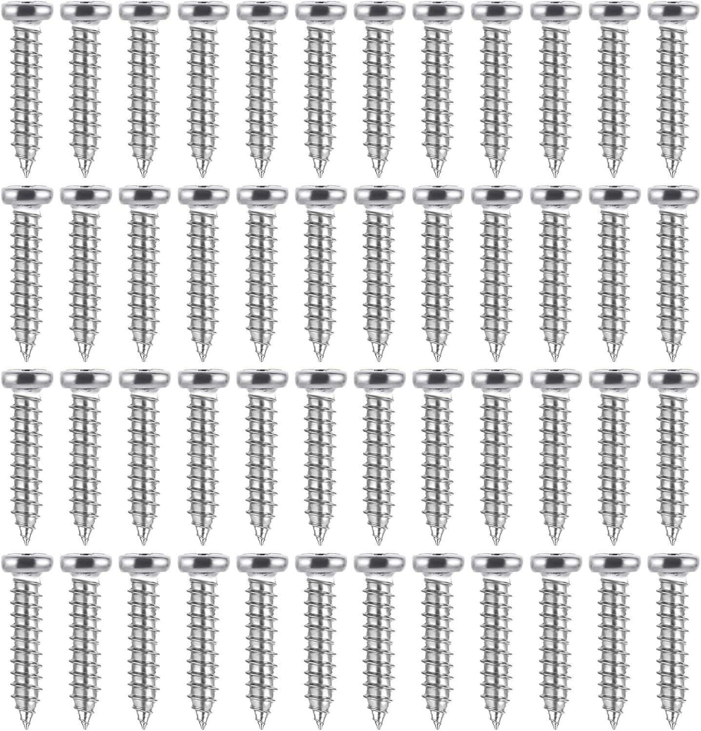 Guitar Tuner Screws, 50 Pack Stainless Steel Tuning Pegs Screw for Electric, Silver Tuning Key Screw, Acoustic Guitars, Bass Guitar Machine Heads Mounting Screws, 11 x 2 mm