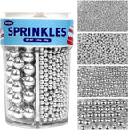 Dazzjoy Silver Pearl Sprinkles, Food Grade, Edible Pearls for Cake Decorating, 150g/5.29oz, Cake Decoration & Cupcake Topper, Wedding Party Valentines Supplies