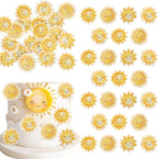 Rsstarxi 60 Pack Edible Sun Cupcake Toppers Sunshine Party Decorations Sun Flower Smiley Sunshine Cupcake Picks for Summer Theme Baby Shower Birthday Party Cake Decorations Favors