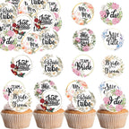 36PCS Edible Floral Bride to Be Cupcake Toppers Wafer Paper Love I Do Cupcake Decoration Miss to Mrs Cupcake Picks for Bridal Shower Bachelorette Wedding Party Supplies