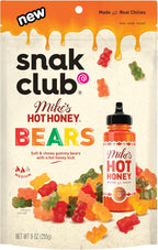 Snak Club Mike’s Hot Honey Bears Gummy Candy, Soft and Chewy Gummy Bears with Sweet Heat, Unique Candy Snacks, 9 oz Family Size Bag
