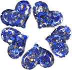 mookaitedecor Set of 5 Lapis Lazuli Heart Shape Pocket Palm Stones, Polished Reiki Stone Love Heart Crystal for Healing Reiki, Jewelry Making, Home Decoration