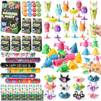 SNLN Monster Party Favors Birthday Supplies Gift Bags Finger Puppets Spring Launchers Toys Monster Big Eye Ring Slap Bracelets Tattoo Stickers Inc, Monsters Party Decorations Birthday Favors for Kids