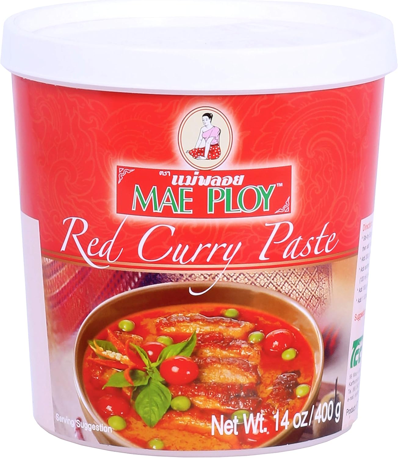 Mae Ploy Red Curry Paste, Authentic Thai Red Curry Paste For Thai Curries And Other Dishes, Aromatic Blend Of Herbs, Spices And Shrimp Paste, No MSG, Preservatives Or Artificial Coloring (14oz Tub)