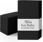 Party Solids Black Dinner Napkins Disposable 8" x 4" Folded - 40 Pcs 2 Ply Black Napkins Disposable Paper Guest Towels for Bathrooms, Dinners, Everyday Parties & Party Supplies