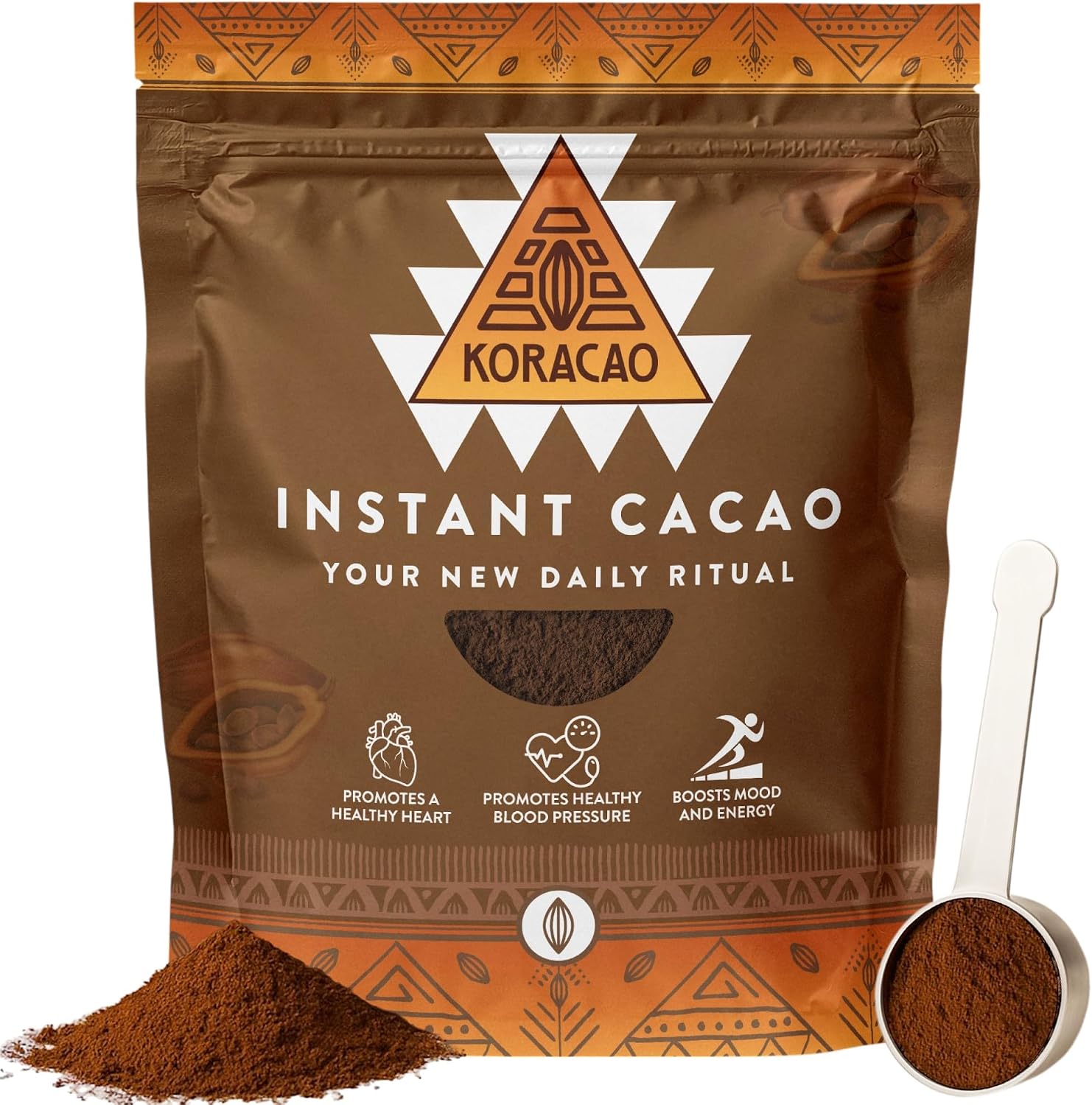 KORACAO Instant Ceremonial Cacao Powder | High Flavanol Cacao - 1000MG Per Serving | New Daily Ritual with Harvested Cacao Powder for Mind, Body & Soul - 2x 300g Bags (60 Servings Total, 600 Grams Total)