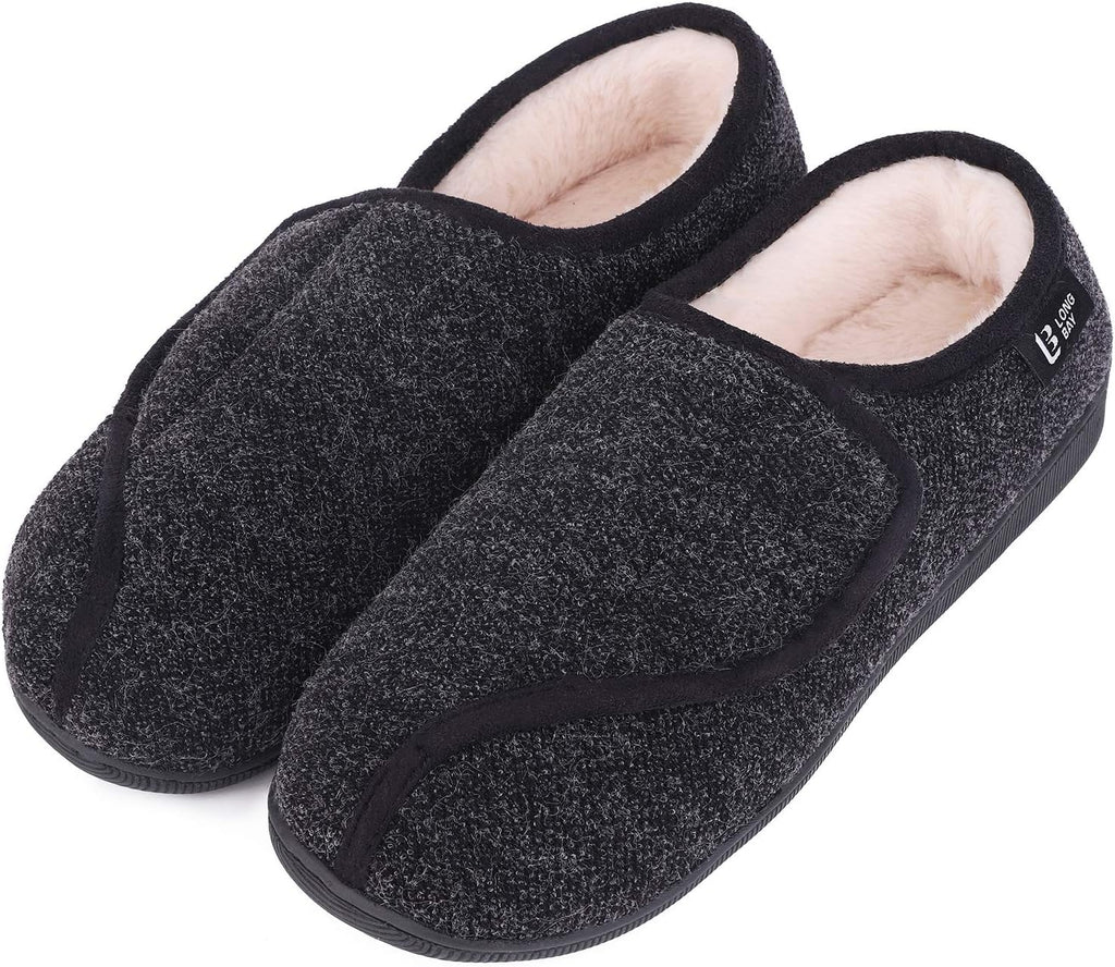 LongBay Womens Adjustable Slippers Memory Foam Cozy Wide Diabetic House Shoes Edema Orthopedic Neuropathy Indoor Outdoor