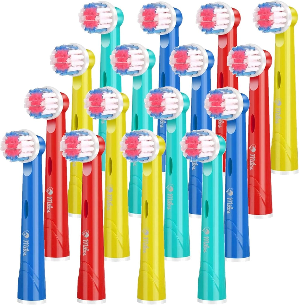 Milos Kids Replacement Heads Compatible with Oral B - Replacement Toothbrush Heads for Teenagers Aged 10-16 Soft Sensitive Replacement Brush Heads 16 Pack