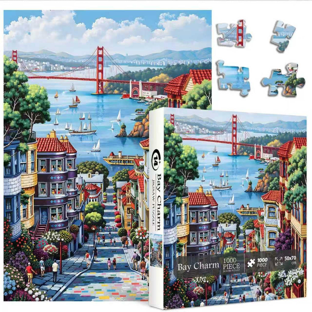 American Landscape Puzzle for Adults 1000 Pieces, Golden Gate Bridge Jigsaw Puzzles, Challenging San Francisco Bay Art Puzzle as Home Decor