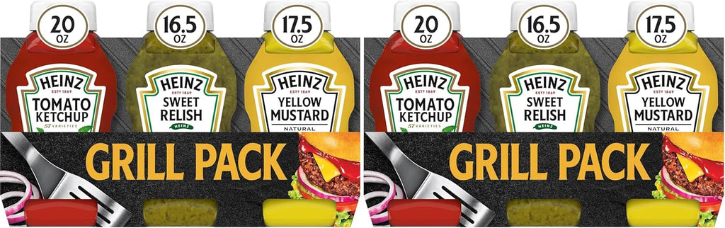 Heinz Tomato Ketchup, Relish, and Mustard Picnic Pack, 3 Count (Pack of 2)