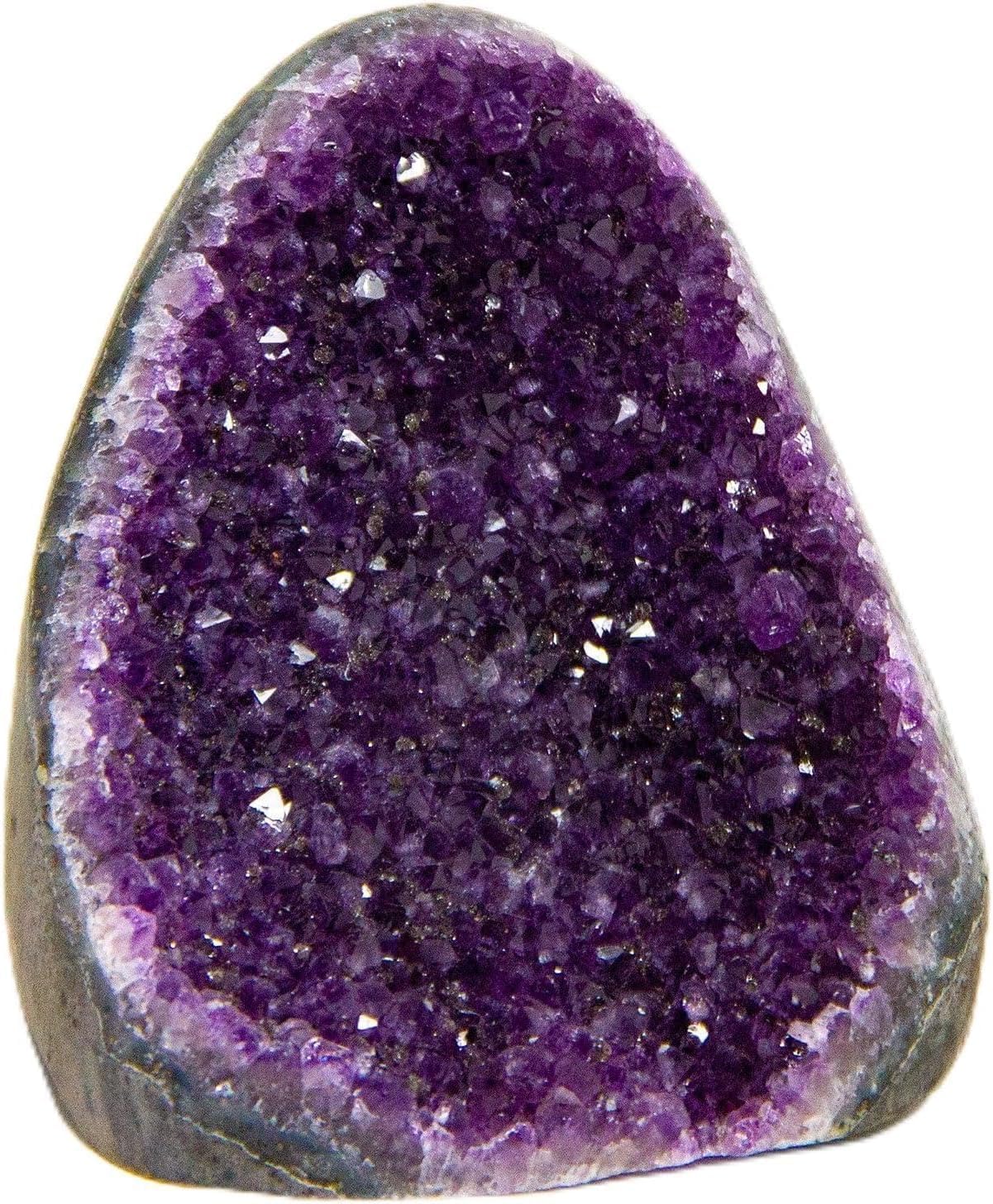 Extreme Rocks & Fossils Natural Amethyst Cluster with Polished Edges [1 to 1.5 lb.] Real Raw Geode Healing Crystal Rock from Uruguay, Deep Purple Decor and a Free Velvet Pouch of Rose Quartz
