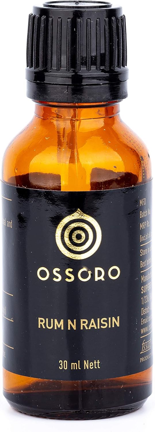 Ossoro Essence Rum N Raisin Food Flavour with No Sugar Added, Non-GMO, Gluten-Free Flavors Perfect for Cakes, Snacks, Ice creams, Candies, Baking