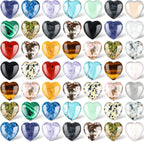 Nuenen 72 Pcs Natural Heart Shaped Crystal Stone 0.8 Inch Worry Stone Bulk Heart Palm Pocket Healing Carved Love Mini Gemstone Decor for Valentines Witchcraft Meditation