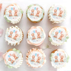 40Pcs Edible Circle Boy or Girl Baby Bears Cupcake Toppers for Gender Reveal Boy-Girl Twins Bear Cupcake Picks for Twins Baby Shower Boys Girls Bearly Birthday Cupcake Decoratiions
