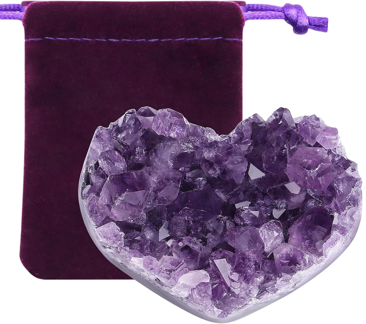 ZHIYUXI Amethyst Crystals and Healing Stones Gems Rocks Purple Room Decor Gemstones Gem Stones Heart Shaped Crystal Cluster Heart Gifts Amethyst Stones Geodes 1.2-1.6" Raw Protection Crystals