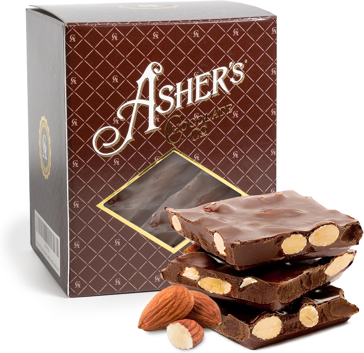 Asher's Chocolates, Milk Chocolate Almond Bark, Small Batches Sweet and Salty Candy with Almonds, Family Owned Since 1892 (1 Pound, Milk Chocolate)