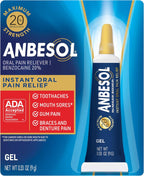 Anbesol Maximum Strength Gel - Instant Oral Pain Relief, for Toothaches, Gums, Braces, & Denture Pain, and Mouth Sores*, Canker Sore Treatment Inside Mouth, ADA Accepted, 0.33 oz