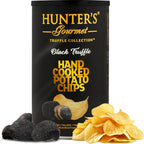 HUNTER'S Gourmet Dubai Black Truffle Crisps | Handcut Vegan & Gluten-Free Chips | Made in Nut-Free Facility | No Artificial Colors | Premium Can | 150g (Pack of 1)