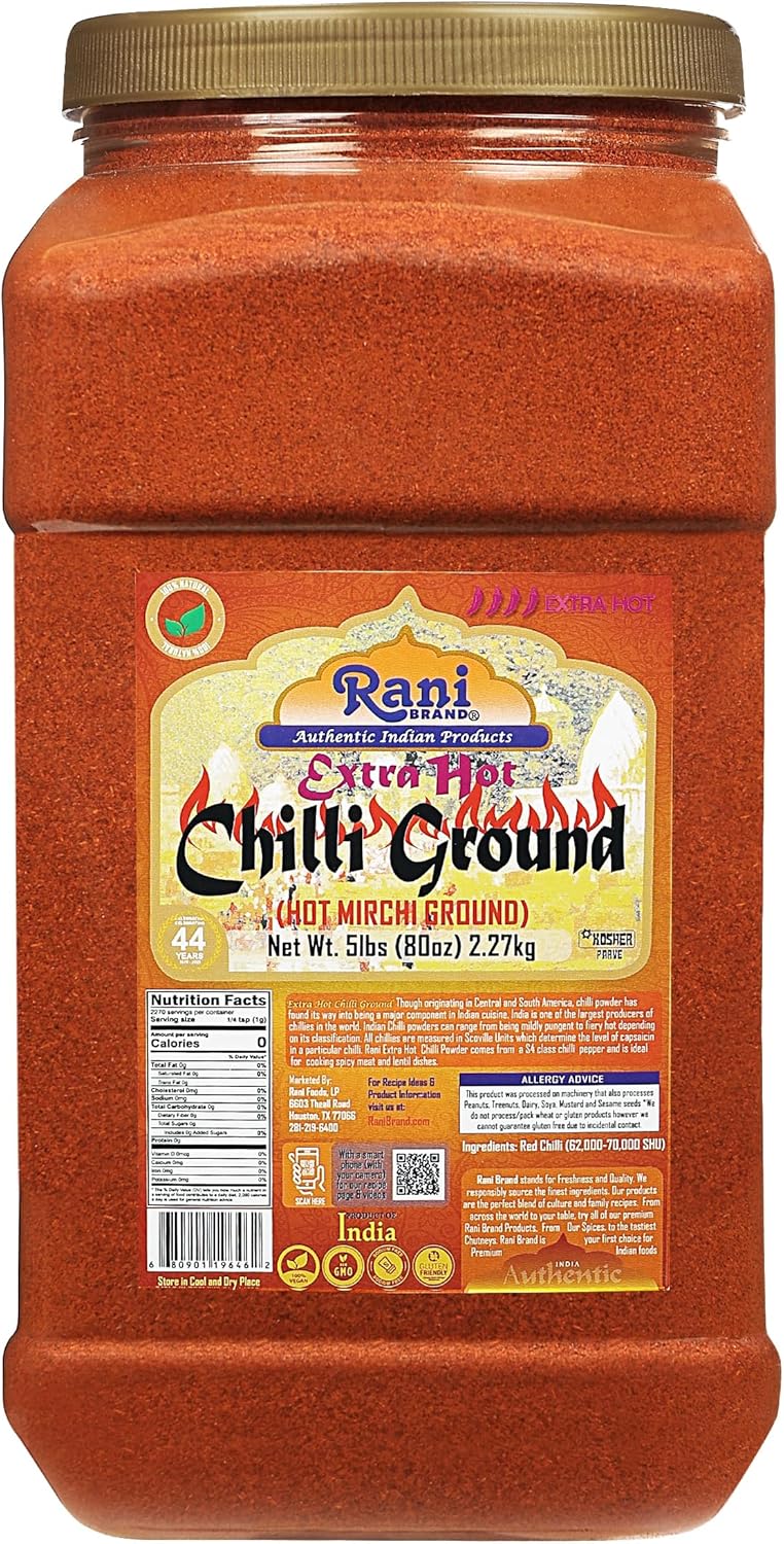 Rani Extra Hot Chilli Powder Indian Spice 80oz (5lbs) 2.27kg Bulk PET Jar ~ All Natural | No Color added | Gluten Friendly | Vegan | Kosher | NON-GMO | No Salt or fillers