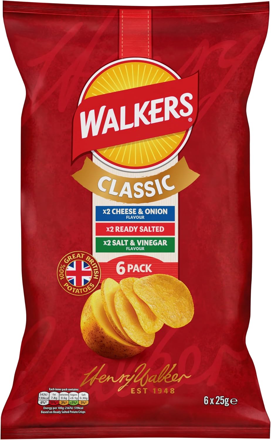 Walkers Crisps Classic Variety Multipack Crisps, 150 g