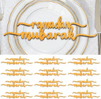 12 Piece Ramadan Wood Signs - Ramadan Mubarak & Kareem Islamic Table Decor for Eid & Party