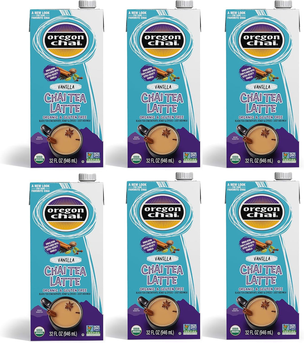 Oregon Chai Vanilla Chai Concentrate, 32 Fluid Ounce (Pack of 6)